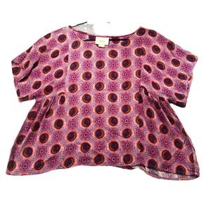 Anthropologie Maeve Milla Medallion Blouse Women's Size‎ XS Purple Boxy